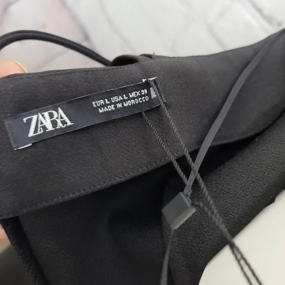 NWT ZARA Black Strap Women's Midi Dress Zip Back Sz L - Picture 5 of 7